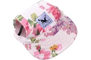 BT BEAR BbearT® Haustier-Hut, Freizeit-Visier, Haustier-Hut, Baseball, Sonnenhut, Sportkappe mit Ohrlöchern und Kinnriemen für kleine Hunde (S, Blume)