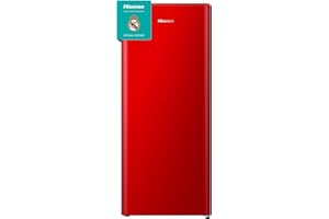 Hisense RR220D4BRE - Frigorífico Una Puerta, Congelador Freeze Zone, 165 L de capacidad, 128 cm alto, Class E, Botellero, Cycle Defrost (Cíclico), Cajón Frutas Y Verduras, Color Rojo