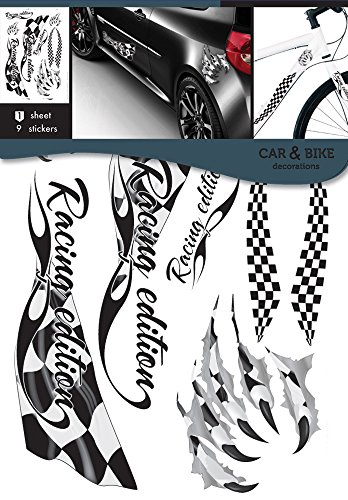 Pegatinas con diseño de banderas de carreras, ideal para coches y bic