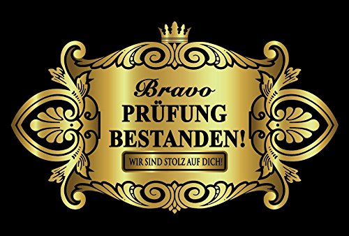 Oblique-Unique® Prüfung Bestanden Aufkleber Flaschenetikett Etikett gold elegant