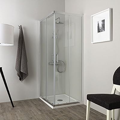 Kiamami Valentina Lune Cabine de Douche économique Cristal 4 mm 70 x 90 cm Profil Chromé, Moyenne