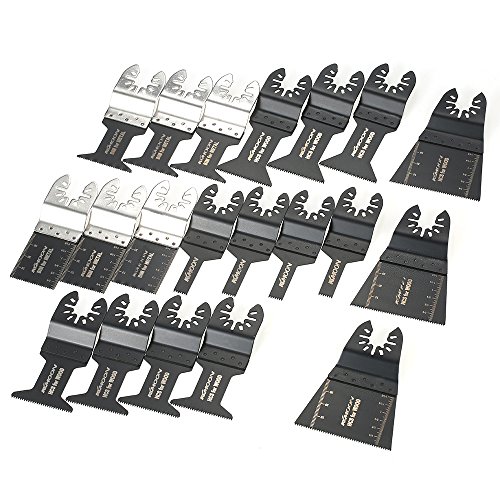 Preisvergleich Produktbild KKmoon 20pcs Oszillierwerkzeug Zubehör, HCS Schleifblätter aus Bimetall Kohlenstoffstahl Sägeblätter Schaber Fein Multimaster für Dremel Makita Bosch Rockwell Sonicrafter Worx Multifunktionswerkzeug