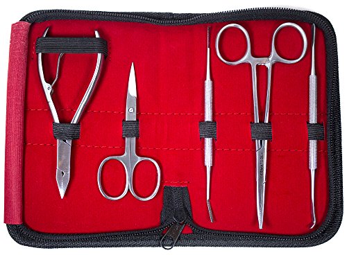 Premium Ingrown Toenail Kit Podiatrist, Health Foot Care, Pedicure,Surgical Grade Stainless Steel Ingrown Toenail Remover, 5.5” Precision Toenail Clippers, Ingrown Toenail File, Toenail lifter, Hemostat Forcepts, Nail Scissors w/ Storage Case