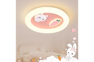 JubelTage LED Kinder Deckenleuchte,Hase Karotte kreative Deckenleuchte,dimmbar mit Fernbedienung,Nachtlichtfunktion.Kinderzimmer Kindergarten Schlafzimmer Wohnzimmer Cartoon Deckenleuchte 50cm Rosa