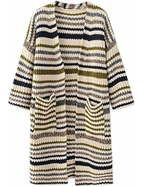 Donne Rainbow Colorful Striped Kintted Maglione Cardigan Coat Outerwear