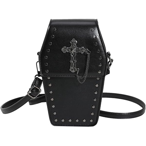 Borsa a tracolla a forma di bara gotica per Halloween, con tracolla, stile retrò, per donne e ragazze punk