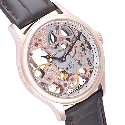 Thomas Earnshaw Men's Bauer Mechanical Skeleton Automatic Watch with Silver Dial Analogue Display and Brown Leather Strap ES-8049-03