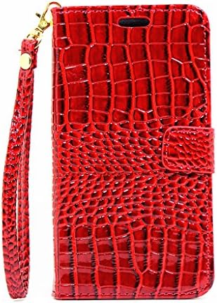 KaiTelin Samsung Galaxy C5(C5000) Case - Fashion Crocodile Grain Flip Case Cover for Samsung Galaxy C5(C5000) - Red