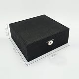 4Queens XXL Flaches Design Schmuckkasten Schmuckkästchen Schmuckbox Schmuckkoffer Schmuck Aufbewahrung Schmuckschatulle Jewelry Box Bijou Box Jewelry Case abschließbar mit großem Spiegel LxBxH: 28*26*11cm (Schwarz/Beige) - 6