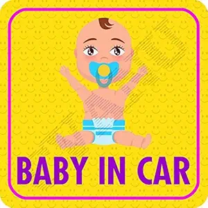 KREEPO Baby in Car Kids Safety Warning Sticker for Driver, Safety Caution Sign Stickers CV-1