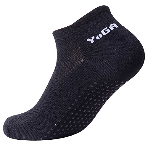 4 Paar rutschfeste Skid Yoga Pilates Socken mit Grips Baumwolle für Frauen (Set1) - 2