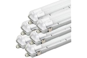 SILUMEN Kit de Réglette LED IP65 + 2 Tube Néon LED 120cm T8 18W - Pack de 6 / Blanc Froid 6000K - 8000K