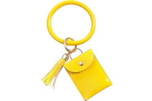 AfitLulu Wristlet Keychain with Wallet, PU Leather Key Chain Wristlet Bracelet with Tassel and Small Wallet, Quick Disassembly Ring Keychain Wristlet for Women Going Out Shopping Dating