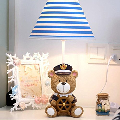 Preisvergleich Produktbild Winnie Der Kapitän Tischlampe Schlafzimmer Nachttischlampe Warm Dimmen Kreative Kinder Niedlich Junge Student Geschenk Blau und Weiß Tischleuchte , Harz Lampe Tischlampe Nachtlampe 45cm * 15cm * 26cm