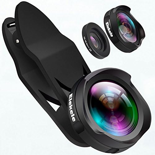 Elekele 2 in 1 Cell Phone Lens, 0.6X 120° Wide Angle Lens+10X Marco Lens, Clip on Smartphone Lens for iPhone 8/iPhone 7/7 Plus, Samsung, Huawei, iPad Air and Other Smartphone(Small Lens)