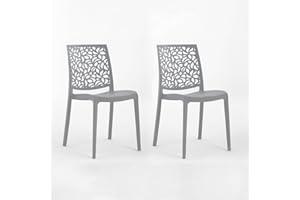 SIEDITI FUORI E DENTRO Sillas de Resina Moderna apilables de Polipropileno con Fibra de Vidrio, para Interior, Cocina o Comedor, Exterior y jardín, sillas de Restaurante y Contract - Anna (2 Sillas, Gris Oscuro)