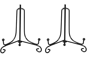 Tincogo (2 piezas) Hierro Pantalla Soporte Negro Hierro Caballete para libros de cocina, fotos, platos decorativos ,Bowl ,placas, tablets,5 pulgadas