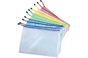 Vicloon Bolsa de PVC Zip Documento Carpeta,A4 Zip Bolsa de Respaldo Almacenamiento Bolsas con Cremallera para Productos de Belleza Artículos de Oficina Accesorios de Viaje,5 Colores (10 Unids)