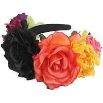 DreamLily Tag Der Toten Stirnband – Blumenkrone Mit Rosen, Mexikanischer Kopfschmuck | Für Kostüm & Party