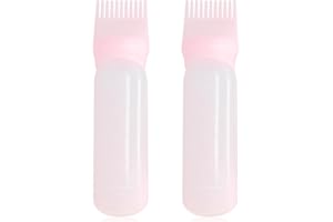 AMCBKYEA 2 Flacons Applicateurs Huile & Teinture Cheveux – Bouteille Peigne Racine 160ml avec Graduation – Applicateur Sans Gâchis pour Colorations, Huiles & Soins Capillaires – Réutilisable