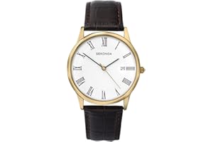 Sekonda Men's Analogue Quartz Watch with 38mm Alloy Case, White Dial and Leather Upper Strap 3676