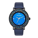 Stahlbergh Damen Uhr analog Japanisches Quarzwerk mit Leder Armband schwarz 3 ATM verziert mit Kristallen von Swarovski® 10060100