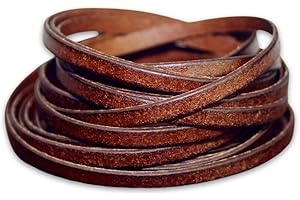 YZROHYI Cordino In Cuoio 5 Mm Piatto,Filo Cuoio per Bracciali,Laccio Cuoio per Collane,Corda In Pelle Marrone,Stringa Cuoio per Gioielli,Cinturino In Pelle,Cordoncino Piatto In Vera,Cordino Pelle