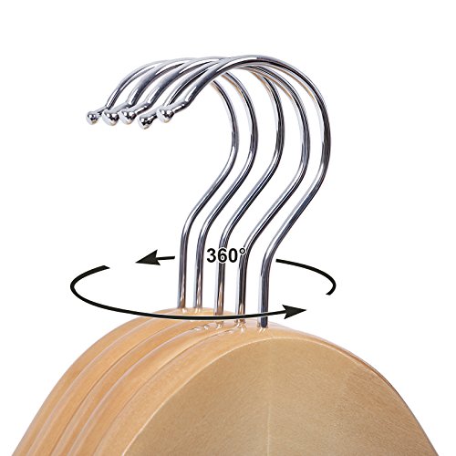 Songmics 20 x Kleiderbügel aus holz, mit Rockkerben und Hosensteg 44,5 cm, 360 Grad drehbar CRW001-20 - 5