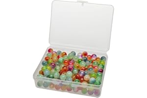 MJDCB 200pcs 8mm Stone Beads Kit Round Loose Gemstone Mixed Color Flower Jade Beads for Bracelet Necklace Earrings Jewelry Making