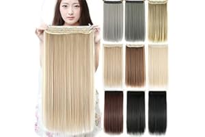 IMISSU Długie Naturalne Grube Włosy Proste Klip na Syntetyczne Przedłużanie Włosów Treski dla Kobiet (28 cale, Warstwa Blond)