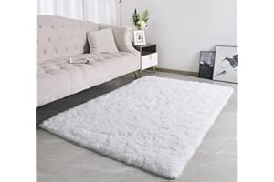 linyingdian Tappeti di Zona Moderna Ultra Morbida Soffici tappeti Soggiorno Adatto per Bambini Camera da Letto Home Decor Nursery Tappeti (Bianca, 80x120cm)