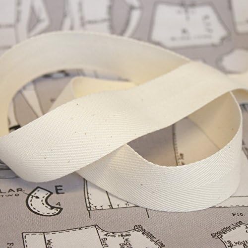 25mm Natural Cotton Herringbone 50m Bulk Roll - Wholesale Herringbone Tote Bag Strap Lightweight webbing Sewing Tape