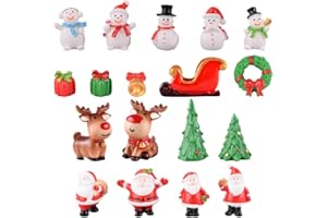 Healifty 1 Set of Christmas Micro Landscape Ornaments, Miniature Xmas Tree Figurines, Snowman Resin Statues, Assorted Colours, 18 Pieces