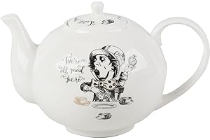 V&A Alice in Wonderland Teapot in Gift Box, Fine China, White, 1.1 Litre (6 Cup)