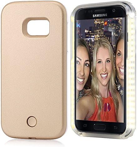 Samsung S8 Plus Selfie Led Light Case,GSY Rechargeable LED Light Up Flash Lighting Selfie Case Illuminated Cover [Dimmable Switch] for Samsung S8 Plus (Samsung S8 Plus, Gold)