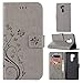 Produktbild Für LG G7 ThinQ Hülle, ZCRO Handyhülle Leder Case Elegant Blumen Muster Flip Cover Hüllen Tasche mit Magnet Kartenfach Multifunktion Silikon Bumper Handytasche Bookstyle Schutzhülle Wallet Case Brieftasche Lederhülle Etui Schale für LG G7 ThinQ (Grau)