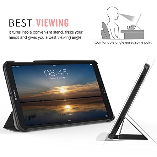 MoKo Samsung Galaxy Tab A 10.1 Hülle – Ultra Lightweight Slim PU Leder Schutzhülle Smart Case mit Standfunktion und Auto Sleep / Wake Up Funktion für Samsung Galaxy Tab A 10.1 Zoll (2016) Wi-Fi/ LTE T580N / T585N Tablet-PC, Schwarz - 6