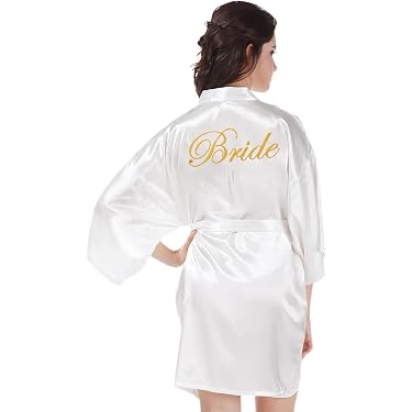Peignoir De Bain Femme En Satin - Long, Avec Ceinture, Manches Longues, Léger Et Doux, Pour La Maison, Mariée - 8