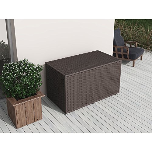 XXL Kissenbox wasserdicht Polyrattan 950L Braun Auflagenbox Gartenbox Gartentruhe Aufbewahrungsbox - 8