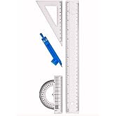 Jouis Cetvel Seti &Ccedil;izim Takımı 30 Cm Cetvel Pergel G&ouml;nye İletki Şeffaf &Ccedil;izim Takımı Pergelli &Ccedil;izim Seti 4 Par&ccedil;a