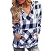 Produktbild Honestyi Damen Lagen Manschetten Ärmel Bluse Fashion Womens Pullover T-Shirt Plaid Hoodie Lange Ärmel Bluse Top(Blau,L)
