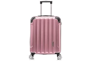 RAYKONG Valise Cabine 55x40x20cm (44L) Polycarbonate - avec Protection dans Les Coins - Serrure integrée - 20 Pouces - (RK04|Rose dorée)