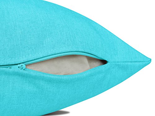 Doppelpack zum Sparpreis – Milano – Kissenhüllen erhältlich in 23 Unifarben und 2 verschiedenen Größen – hochwertiger Polsterstoff mit Perleffekt, türkis, 40 x 40 cm - 5