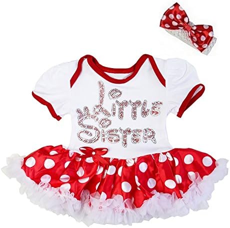 Kirei Sui Baby Red Polka Dots Rhinestone Little Sister Bodysuit Tutu Romper X-Large Red