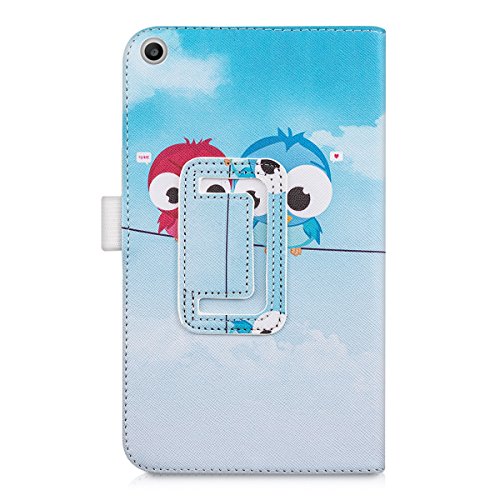 kwmobile Hülle für Huawei MediaPad T1 7.0 / Honor Play Tablet T1 – Tabletcover Slim Case Tablet Schutzhülle – Smart Cover Tabletcase Vögel Comic Design Blau Rot Hellblau - 3