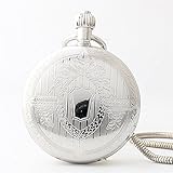 Easy Go Shopping Taschenuhr Retro Roman Numberals Mechanische silbrige Boutique Unisex Kreative Geschenk Kupfer Taschenuhr mit Kette