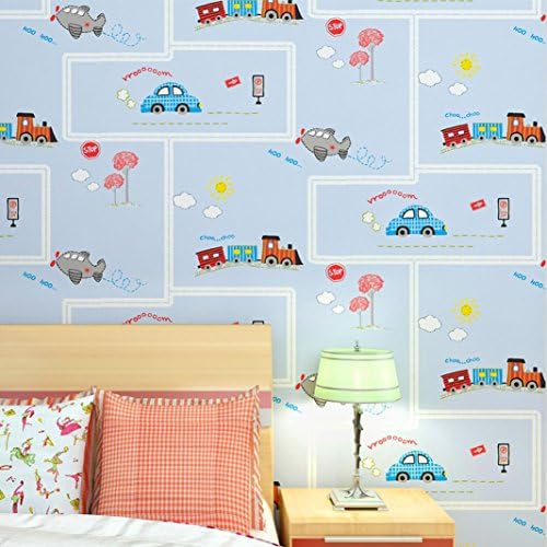 CLOERE Children's series, cartoon cars boys bedroom nonwoven wallpaper and wall decorations