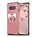 Produktbild Rose Gold Glitzer Hülle für Samsung Galaxy Note 8,Silikon Hülle für Samsung Galaxy Note 8,Moiky Luxus Mode Mädchen Frauen Niedlich 3D Schmetterling 360 Grad Ständer Ring Halter Glänzend Kristall Ultra Dünn Weich TPU Schutzhülle Anti-Kratzer Stoßfest Soft Flexible Gummi Schutzhülle + 1 x Frei Displayschutzfolie