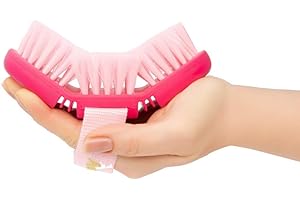 Animalon | Pferde Putzzeug für Kind | Kardätsche in pink | Kinderkardätsche | Flexible & Ergonomische Pferdebürste mit Klettverschluss | Pferdeputzzeug | Pferdegeschenke