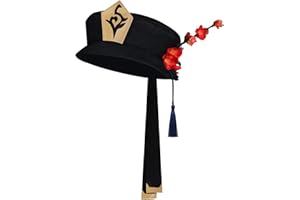 NUWIND Hu Tao kapelusz Cosplay 3D kwiat frędzle kokarda czarny kapelusz damski dziewczyny prezent Halloween impreza gra cosplay kostium rekwizyty akcesoria, Czarny, Rozmiar uniwersalny